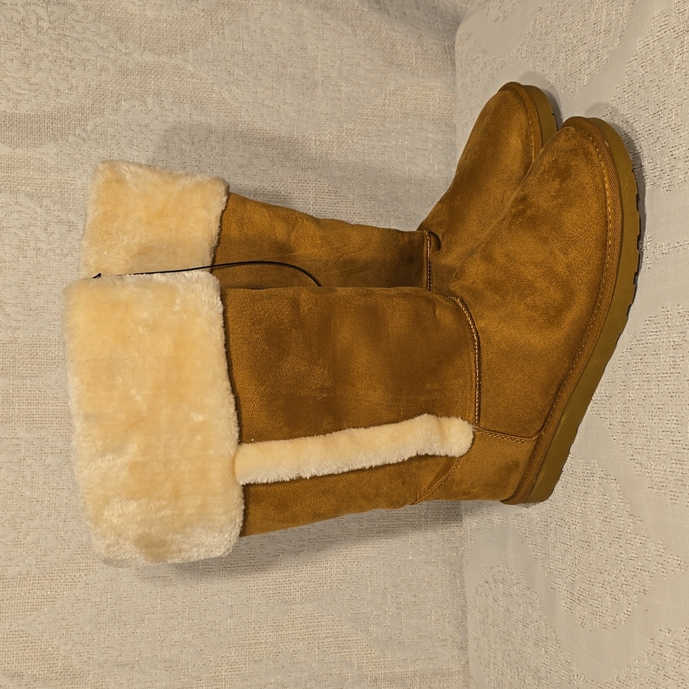 Womens Tan Arizona Jean Company Cognac Tall Winter Boots Memory Foam Size 9